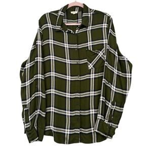 Jennifer & Grace Green Plaid Button Up Long Sleeve Button Back Casual Shirt XL